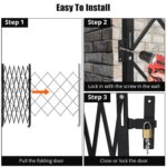 Puerta de Tijera de Seguridad GAOMON 71 Pulgadas de Ancho x 61 Pulgadas de Alto Acero Ruedas Giratorias 360 Grados con C