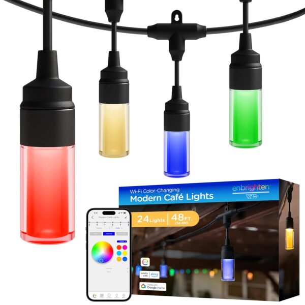 Cadena de Luces Inteligentes Enbrighten VIBE Modelo 84013 48 Pies 24 Bombillas Acrílicas WiFi Cambio de Color