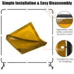 GarveeTech Pantalla de soldadura resistente al fuego de 3 paneles de 6 x 6 pies con ruedas bloqueables, cortina de solda