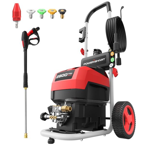 Lavadora a Presión Eléctrica PowerSmart DW1028A 2800 PSI 2.0 GPM Negro y Rojo