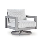 Silla Giratoria Ashley Signature Design Moonlight View NCP695-821 Aluminio Tela Nuvella Gris Claro y Beige para Exterior