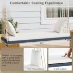 Silla Columpio Merax XY01001 de Madera de Acacia para 2 Plazas Color Gris con Cojín y Almohadas Capacidad 400 Libras