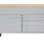 IDEALHOUSE Cofre de herramientas rodante de 61 pulgadas, banco de trabajo de garaje con 9 cajones, parte superior de mad
