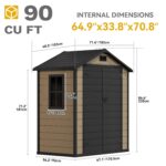 Cobertizo de Almacenamiento para Exteriores DWVO MADWVptLlk 6x4 Pies Resina Piso Reforzado Color Marrón