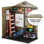 Cobertizo de Almacenamiento para Exteriores DWVO MADWVptLlk 6x4 Pies Resina Piso Reforzado Color Marrón