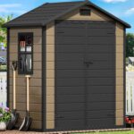 Cobertizo de Almacenamiento para Exteriores DWVO MADWVptLlk 6x4 Pies Resina Piso Reforzado Color Marrón