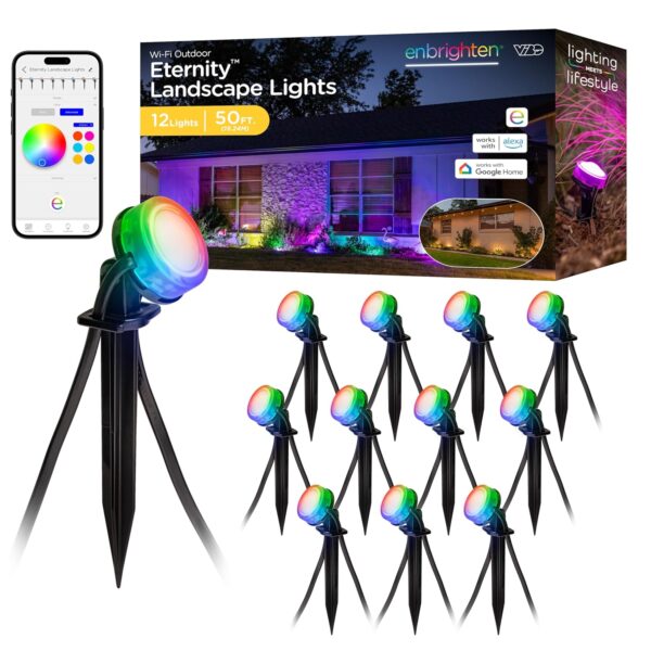 Luces de Jardín Enbrighten Vibe Eternity 83790 50 Pies 12 LED RGBWIC Impermeables IP67