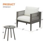 Juego de Muebles de Patio Werph SCT3KN 3 Piezas Resina de Polipropileno Beige 27 Pulgadas