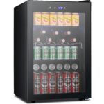 COWSAR Refrigerador de bebidas para 145 latas, enfriador de vino independiente, mini refrigerador pequeño con control di