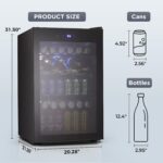 COWSAR Refrigerador de bebidas para 145 latas, enfriador de vino independiente, mini refrigerador pequeño con control di