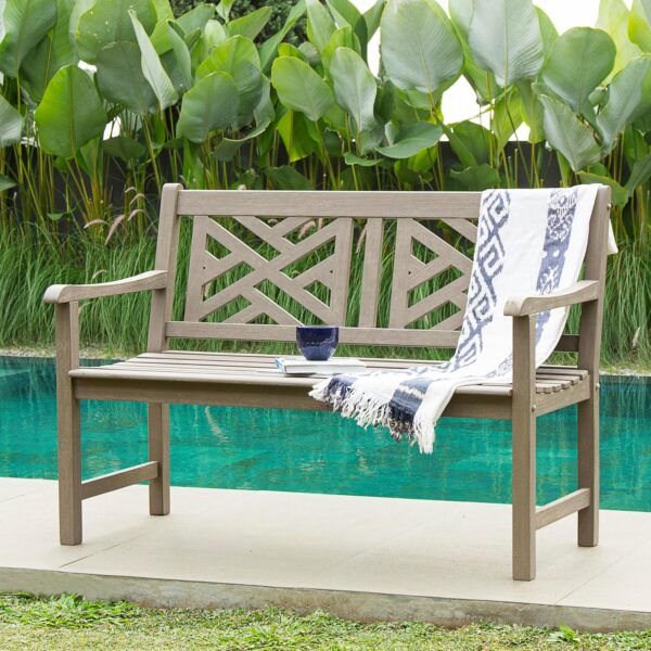 Banco de Jardín Cambridge Casual Indonesian Plantation Teak Maine 4 Pies Teca Gris Desgastado