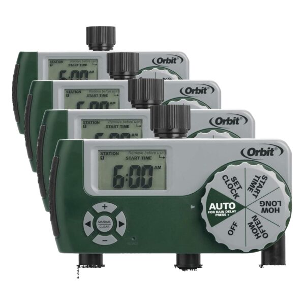 Temporizador de Riego Orbit 56082 Programable Digital 3 Salidas Paquete de 4