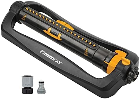 Aspersor Oscilante Turbo Melnor 65167AMZ 4500 Pies Cuadrados Paquete de Conexión Rápida Negro Amarillo Paquete de 12
