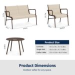Juego de Muebles de Exterior EAST OAK LN44TA1-VL-2 4 Piezas Beige con Sofá Biplaza y Mesa de Centro