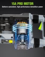 WORKPRO Martillo de demolición de 60 J – Rompeconcreto eléctrico resistente de 15A, martillo eléctrico industrial de 190