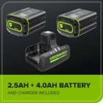 Bordeadora Inalámbrica Greenworks 82V 8 Pulgadas Batería 4.0 Ah Cargador Doble Puerto Batería Adicional 2.5 Ah