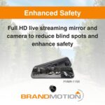 Sistema de Visión de Espejo Brandmotion FVMR-1155 FullVUE AHD con Cámara Trasera a Presión y Cámara Frontal DVR 1920x108