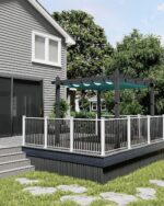 Pérgola de Metal para Exteriores KYBOLT 10x10 Pies con Toldo Retráctil Resistente al Agua Aluminio Azul