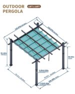 Pérgola de Metal para Exteriores KYBOLT 10x10 Pies con Toldo Retráctil Resistente al Agua Aluminio Azul