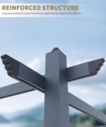 Pérgola de Metal para Exteriores KYBOLT 10x10 Pies con Toldo Retráctil Resistente al Agua Aluminio Azul