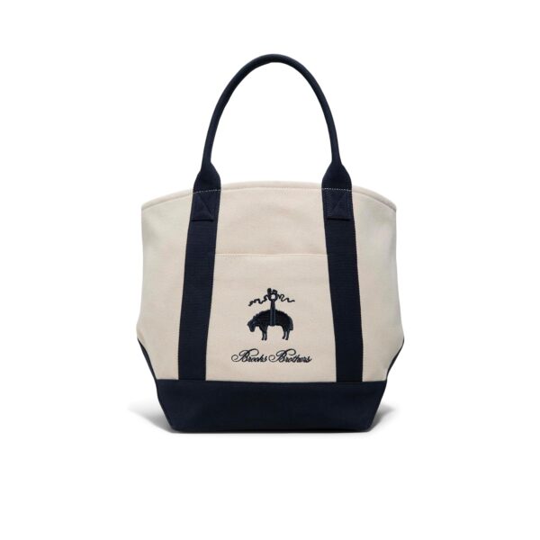 Bolso Tote Brooks Brothers Penn Modelo 14030628 Sarga de Algodón Color Natural