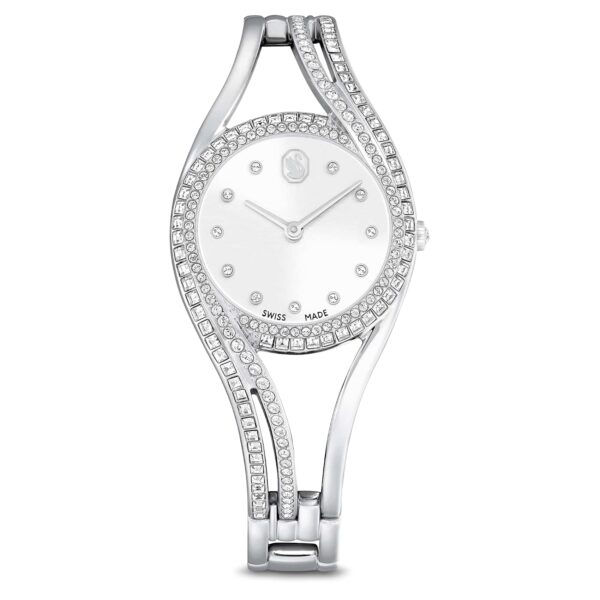 Reloj Swarovski Hyperbola 5689432 Pulsera de Metal Tono Plateado Caja de Latón con Cristales