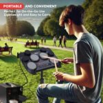 Pyle Juego de batería electrónica – 8 almohadillas sensibles al tacto, 80 kits, 110 canciones, USB/MIDI, salida de auric