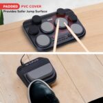 Pyle Juego de batería electrónica – 8 almohadillas sensibles al tacto, 80 kits, 110 canciones, USB/MIDI, salida de auric