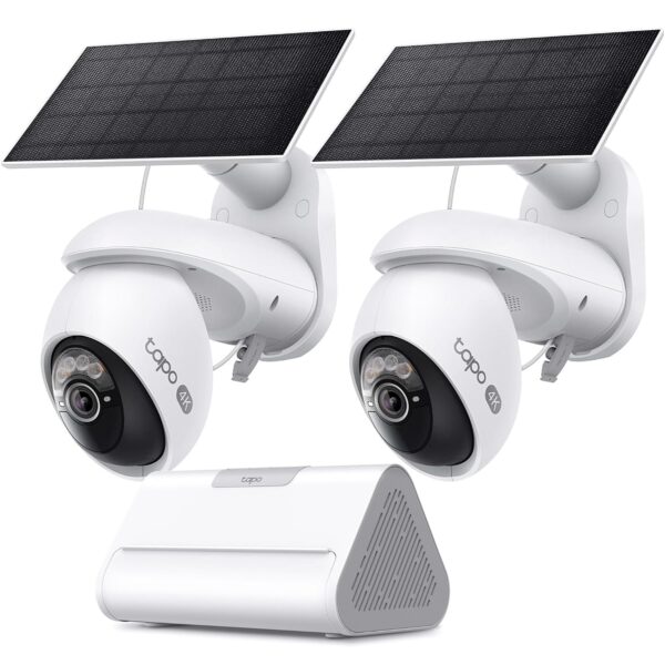 Kit de Cámaras de Seguridad Tapo 4K VistaCam 360 y SolarCam con Hub Inteligente H500 y Panel Solar