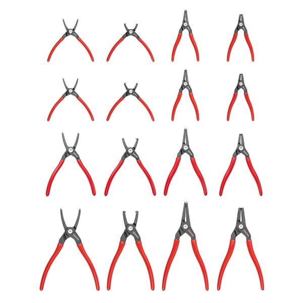 TEKTON Juego de Alicates de Anillo de Retención Internos y Externos PRR90100 16 Piezas 5 7 9 Pulgadas
