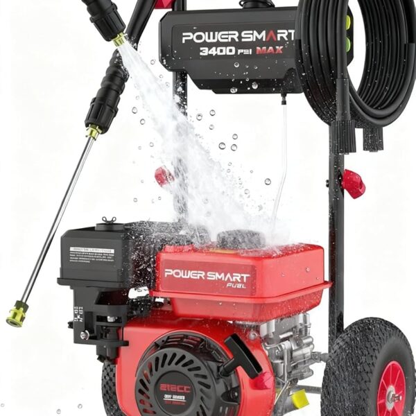 Lavadora a Presión de Gas PowerSmart DL1034 3400 PSI 2.5 GPM Motor 212cc Ruedas 10 Pulgadas 5 Boquillas