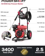 Lavadora a Presión de Gas PowerSmart DL1034 3400 PSI 2.5 GPM Motor 212cc Ruedas 10 Pulgadas 5 Boquillas