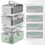 BUYDEEM G52 Vaporizador Eléctrico de 2 Niveles para Alimentos de 10.6 Cuartos de Galón para 4-8 Porciones, Vaporizador d