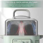 BUYDEEM G52 Vaporizador Eléctrico de 2 Niveles para Alimentos de 10.6 Cuartos de Galón para 4-8 Porciones, Vaporizador d