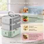 BUYDEEM G52 Vaporizador Eléctrico de 2 Niveles para Alimentos de 10.6 Cuartos de Galón para 4-8 Porciones, Vaporizador d