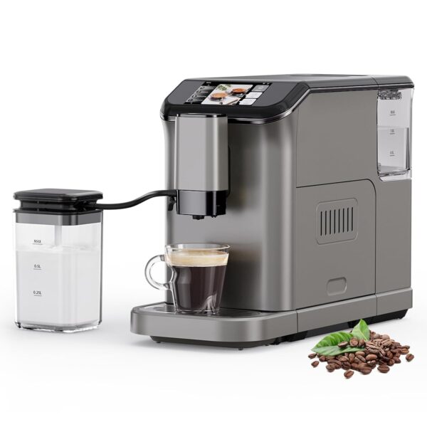 Máquina de café espresso automática de 20 bares, cafetera espresso con molinillo, espumador automático de leche y pantal