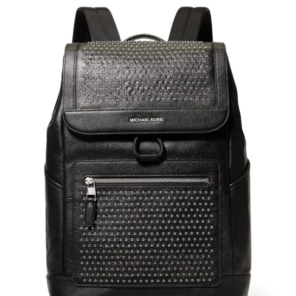 Mochila de Viaje Michael Kors Hudson 33F5SHDB6L-001 Cuero Negro Herrajes Plateados 45 Litros