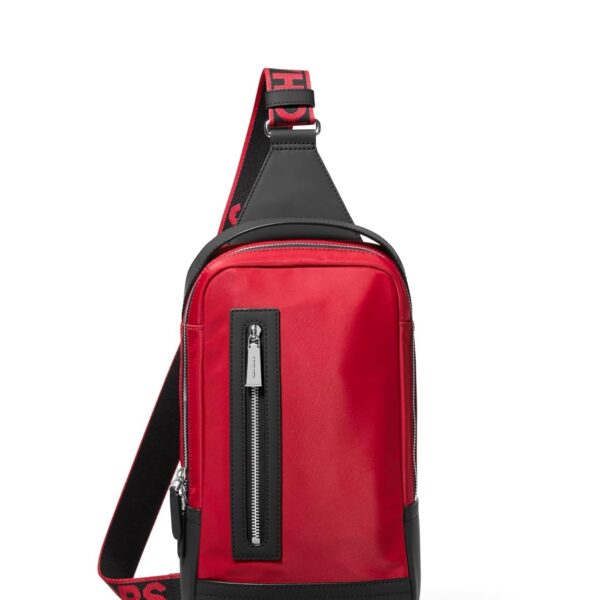 Mochila Bandolera Michael Kors Malone 33S5SMMC6U-604 Nailon Herrajes Plateados Carmesí 8 x 13 x 3 pulgadas