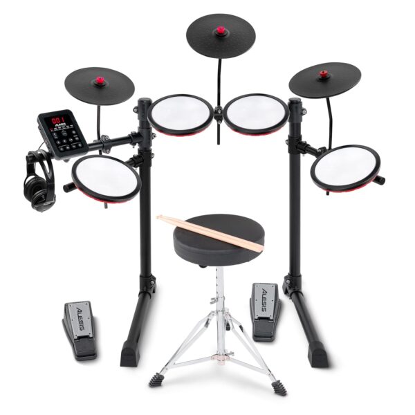 Alesis Turbo Max Set de Batería Eléctrica con Almohadillas de Malla Silenciosas de 8", Lecciones, Bluetooth y Accesorios