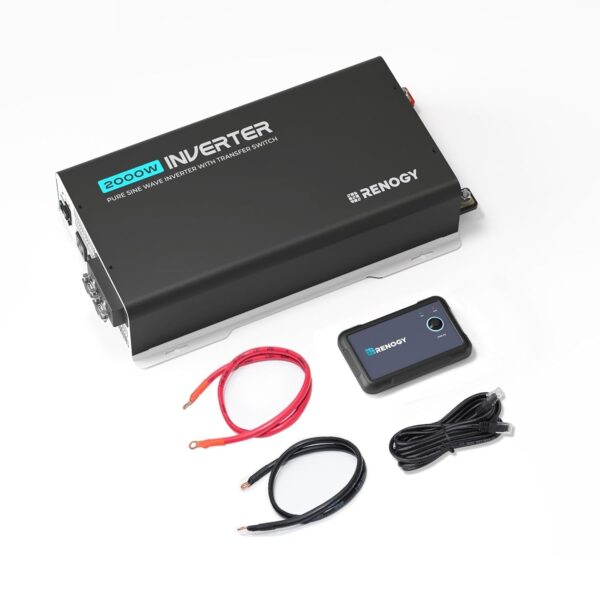 Inversor Renogy PUH 2000W Onda Sinusoidal Pura 12V a 120V con Bluetooth y Transferencia Automática