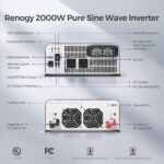 Inversor Renogy PUH 2000W Onda Sinusoidal Pura 12V a 120V con Bluetooth y Transferencia Automática