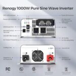 Inversor Renogy PUH 1000W Onda Sinusoidal Pura 12V a 120V con Bluetooth y Transferencia Automática