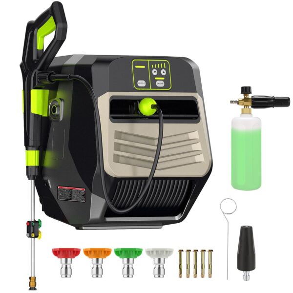 Lavadora de Presión Montada en Pared Imdot HX0008 5500 PSI 3.6 GPM Manguera Retráctil de 100 Pies