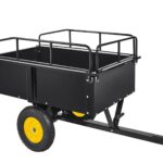 Remolque volquete ATV de capacidad de 750 libras – 15 pies cúbicos. Carrito de jardín de acero resistente con lados extr