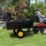 Remolque volquete ATV de capacidad de 750 libras – 15 pies cúbicos. Carrito de jardín de acero resistente con lados extr