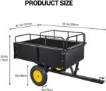Remolque volquete ATV de capacidad de 750 libras – 15 pies cúbicos. Carrito de jardín de acero resistente con lados extr