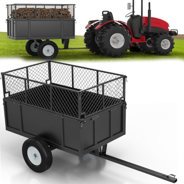 Garvee GarveeTech - Remolque utilitario resistente de 750 libras – Remolque de descarga ATV de 17 pies cúbicos con lados