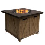 Mesa para Hoguera Alpine Corporation GXT964 24 pulgadas 50000 BTU Acabado Grano de Madera Marrón Estilo Granja