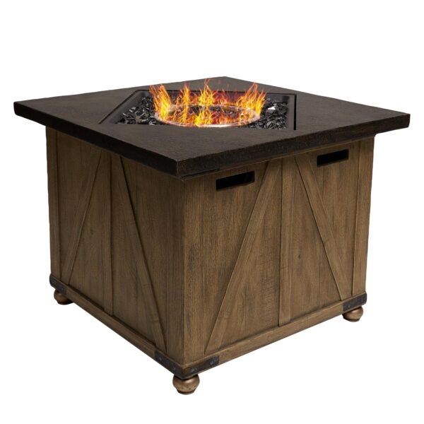 Mesa para Hoguera Alpine Corporation GXT964 24 pulgadas 50000 BTU Acabado Grano de Madera Marrón Estilo Granja