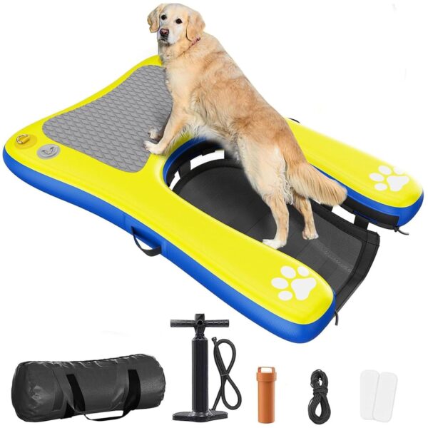 Rampa Inflable para Perros Whiffee 384 RAMP 60x40 Pulgadas Azul y Amarillo PVC